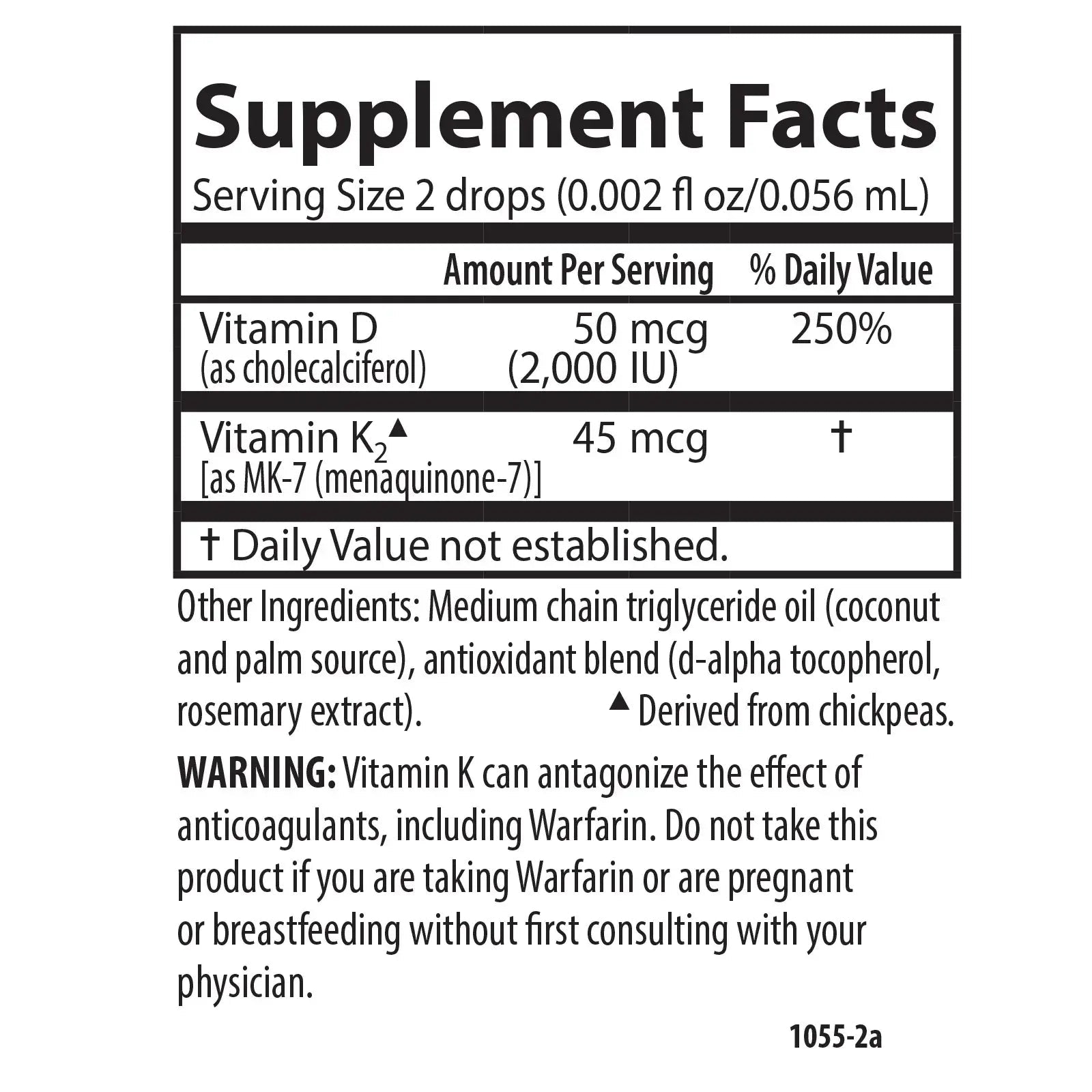 Vitamina D3 cu K2 Picături - 2000 UI D3 și 45 mcg K2 MK-7 în Ulei MCT | Carlson Super Daily - Protein4Life