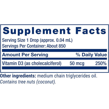 Vitamina D3 Lichida 2000 UI - Picaturi Vitamina D3 pentru Imunitate si Oase - Life Extension - 29 ml - Protein4Life