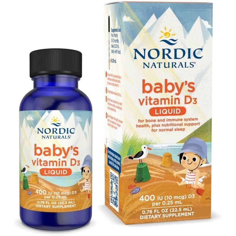 Vitamina D3 Lichida pentru Bebelusi 400 UI - Picaturi Vitamina D Copii - Nordic Naturals - 22.5 ml - Protein4Life