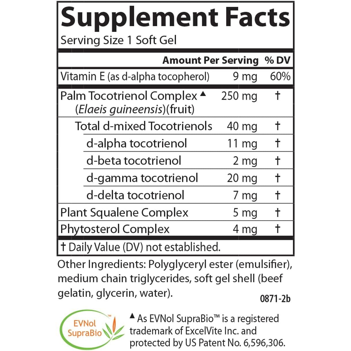 Vitamina E Tocotrienol Tocomin SupraBio pentru Protectie Celulara si Antioxidanta - Carlson Labs - 250 mg - 60 capsule - Protein4Life