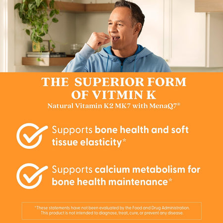 Vitamina K2 MK - 7 MenaQ7 pentru Oase, Artere si Metabolismul Calciului - Doctor's Best - 100 mcg - 60 Capsule - Protein4Life
