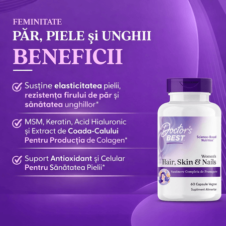 Women's Hair Skin and Nails pentru Par, Piele si Unghii - Doctor's Best - 60 capsule - Protein4Life