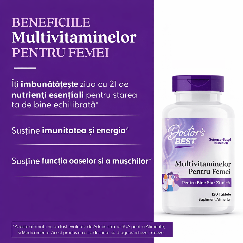 Women's Multi - Vitamine si Minerale pentru Femei si Suport Zilnic - Doctor's Best - 120 tablete - Protein4Life