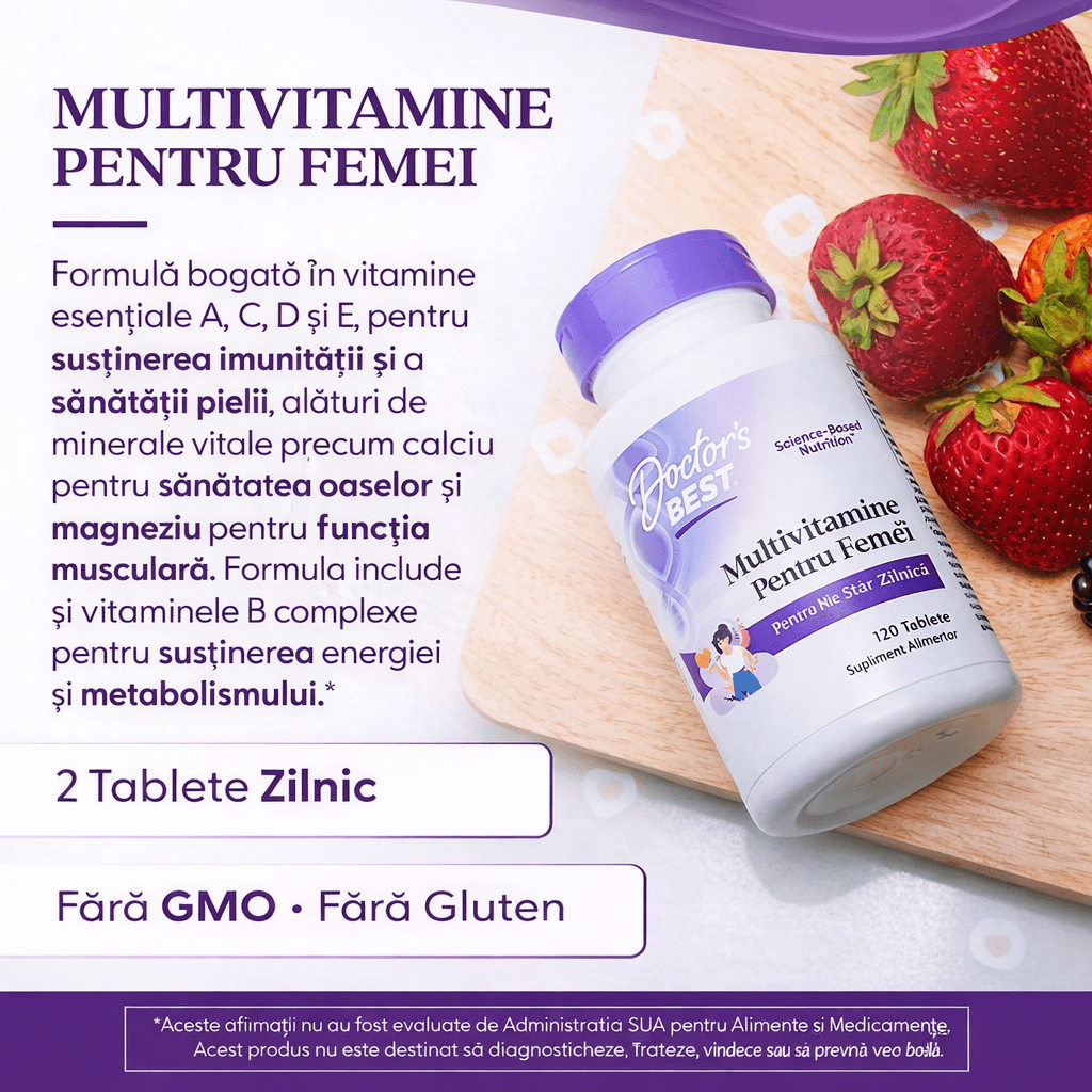 Women's Multi - Vitamine si Minerale pentru Femei si Suport Zilnic - Doctor's Best - 120 tablete - Protein4Life