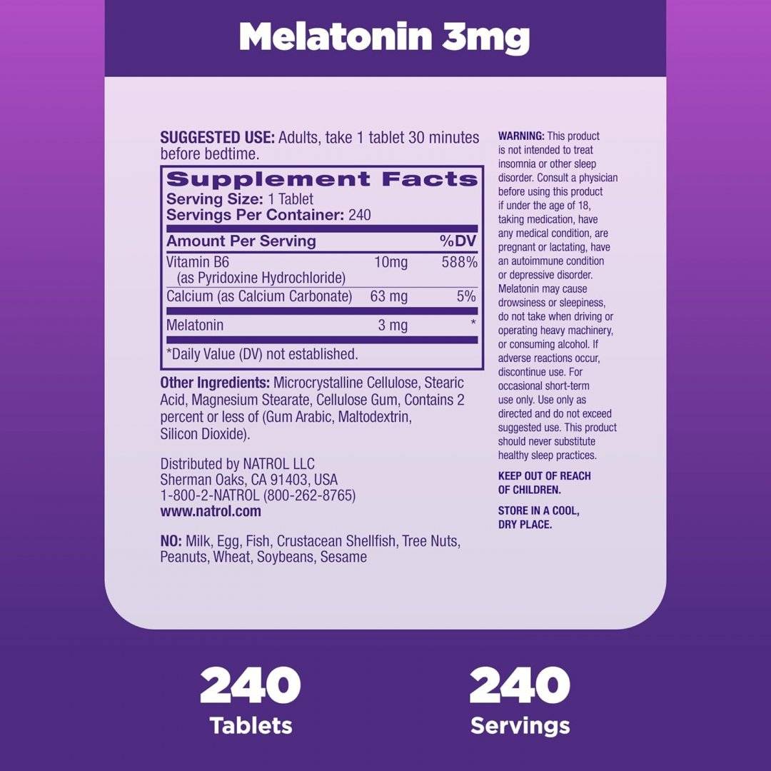 Melatonina, 3 mg, 240 tablete, Natrol