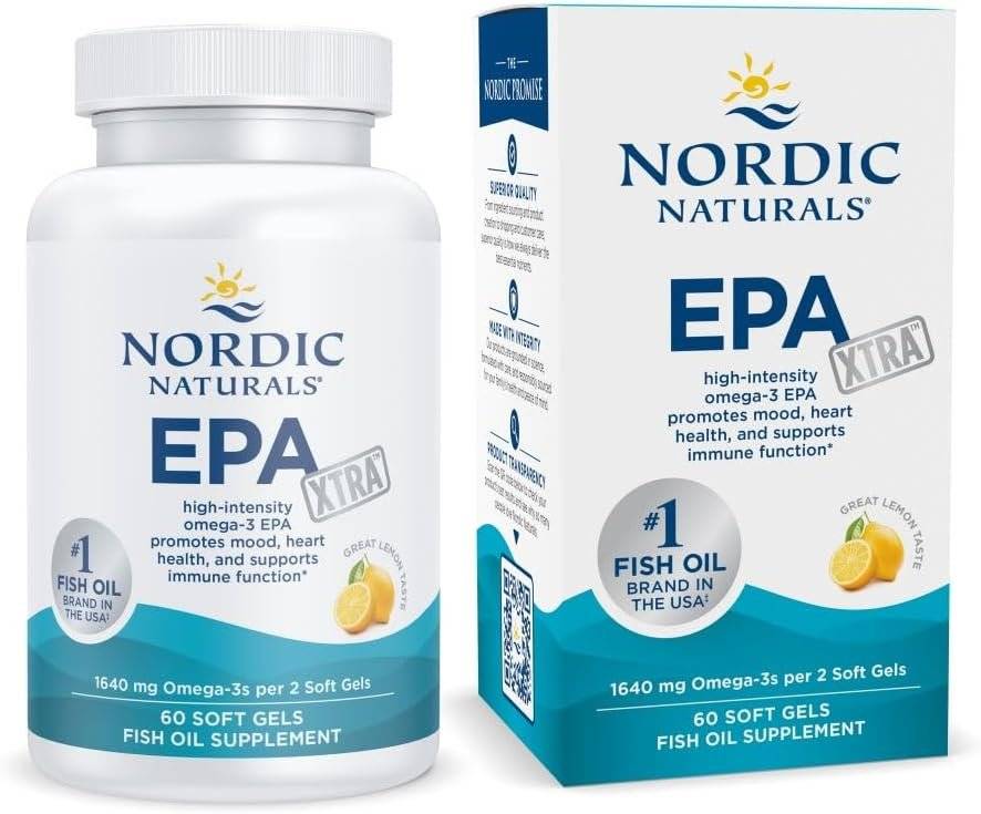 Omega 3 Xtra EPA 1640mg, EPA Xtra Fish Oil, 1640mg Lemon, 60 capsule, Nordic Naturals