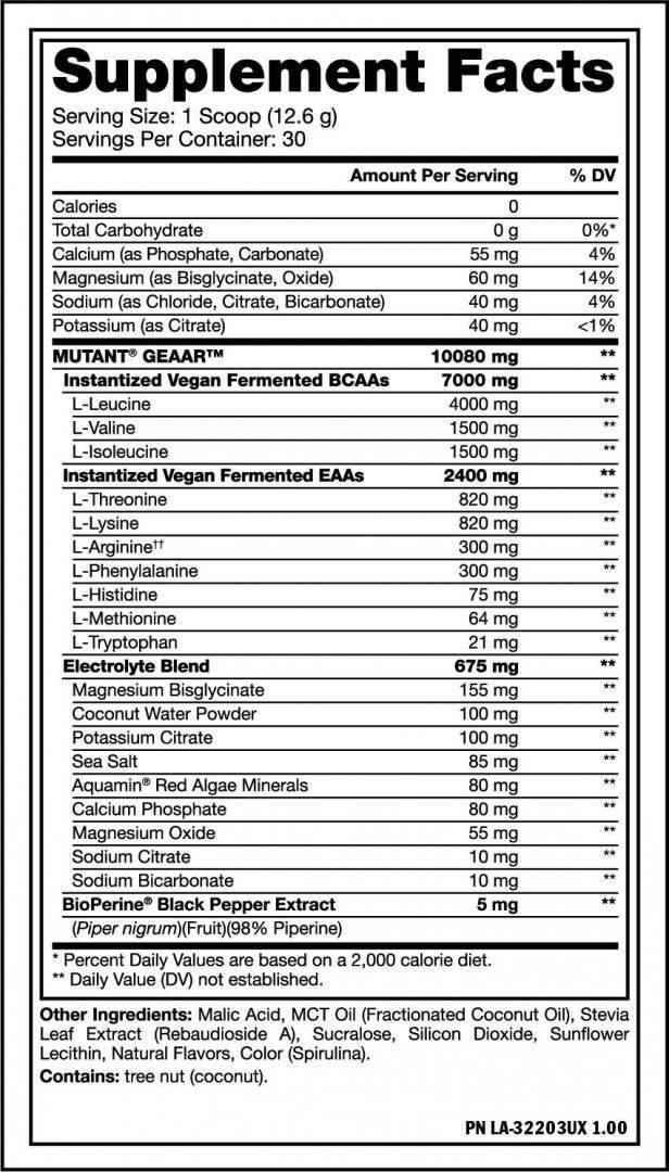 Aminoacizi Esentiali, 400 g, Tropical Fruit , Refacere Musculara, Mutant GeaaR