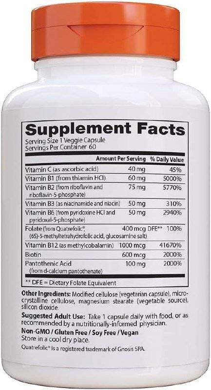 B Complex Fully Active B Complex cu Quatrefolic - 60 capsule, Doctor’s Best 