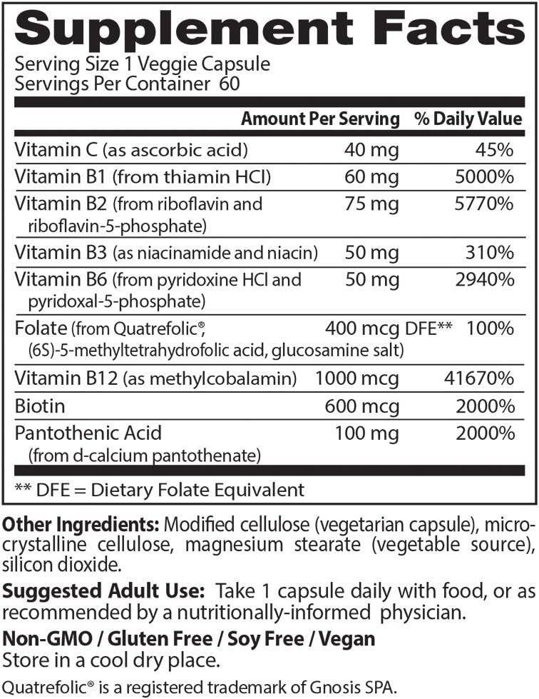 B Complex Fully Active B Complex cu Quatrefolic - 60 capsule, Doctor’s Best 