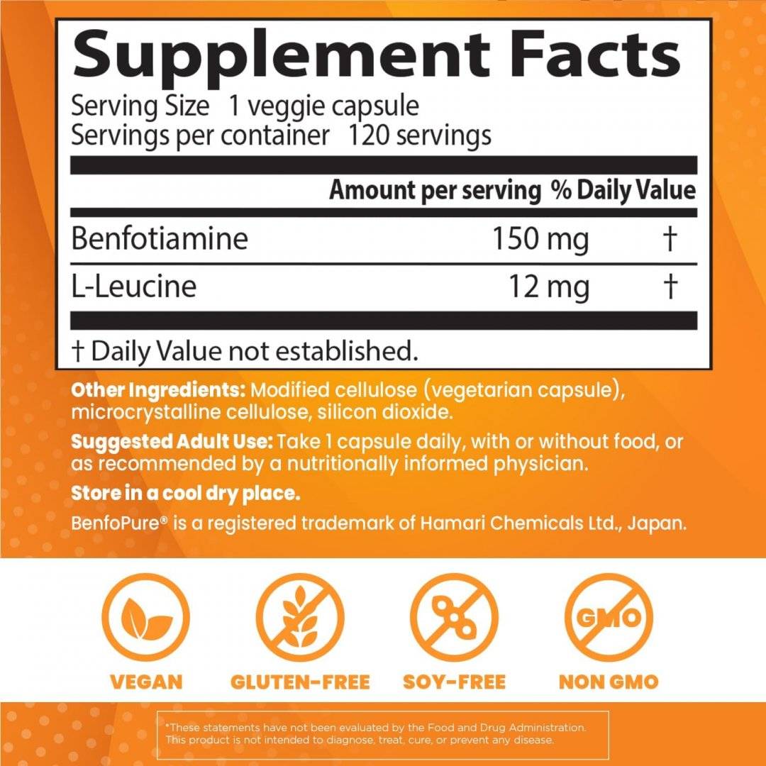 Benfotiamina Vitamina B1 cu BenfoPure, 150 mg 120 cps Doctor's Best