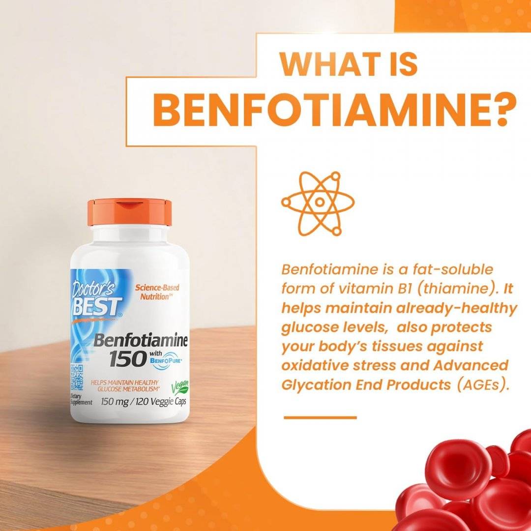 Benfotiamina Vitamina B1 cu BenfoPure, 150 mg 120 cps Doctor's Best