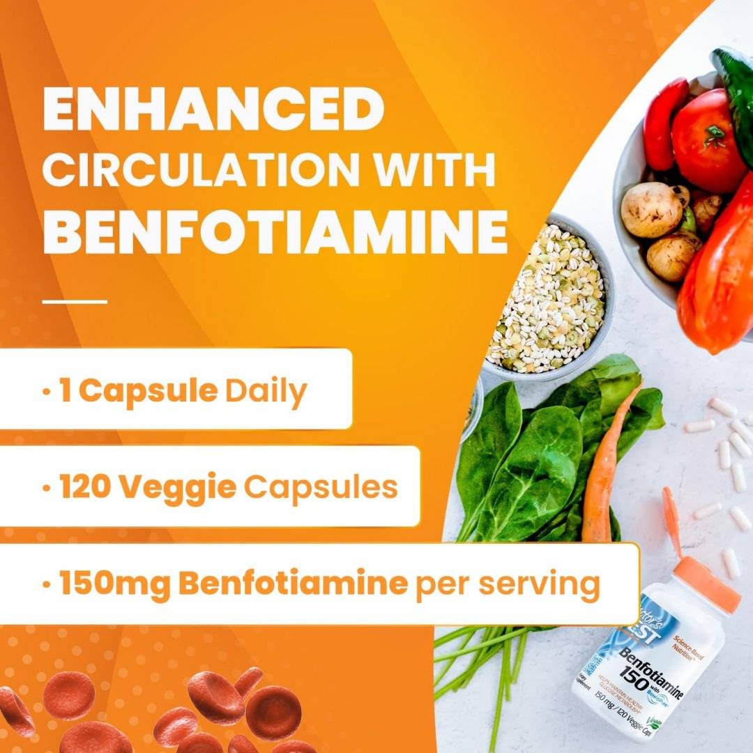 Benfotiamina Vitamina B1 cu BenfoPure, 150 mg 120 cps Doctor's Best