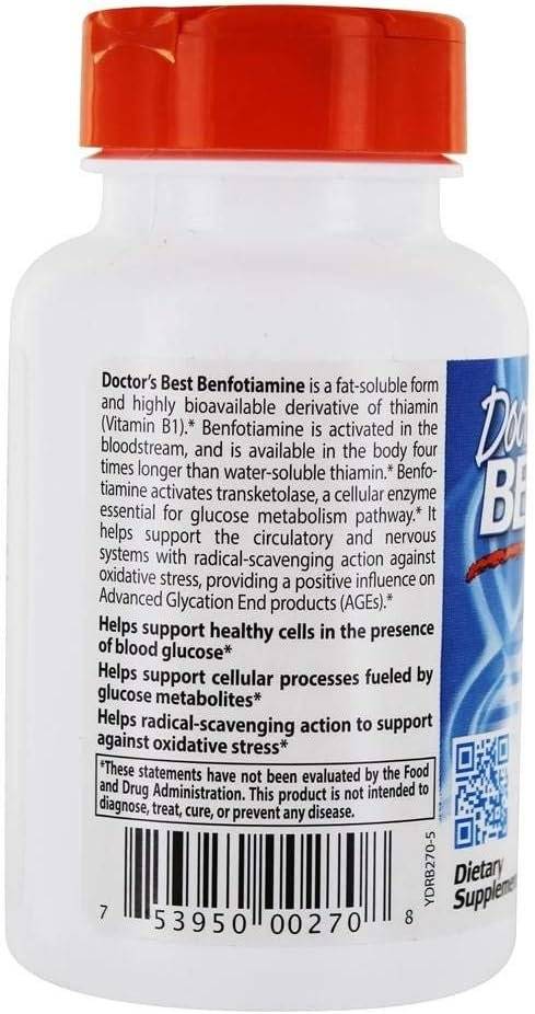 Benfotiamina Vitamina B1 cu BenfoPure, 300 mg 60 cps Doctor's Best