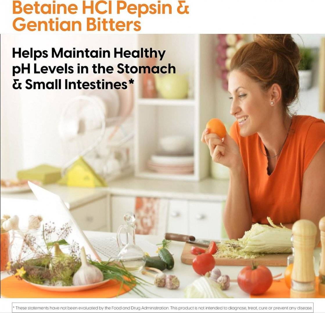 Betaina HCL Pepsina si Gentian Bitters, 360 capsule, Doctor's Best