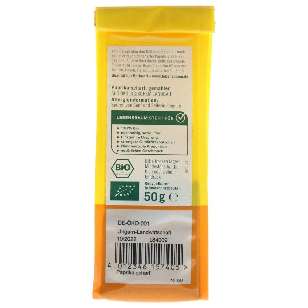 Boia de ardei iute bio Lebensbaum, 50g