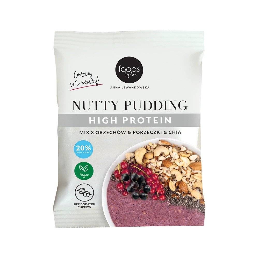 Budinca Proteica Nutty, Mix de 3 Nuci, Coacaze si Seminte de Chia, 50 gr, Foods by Ann