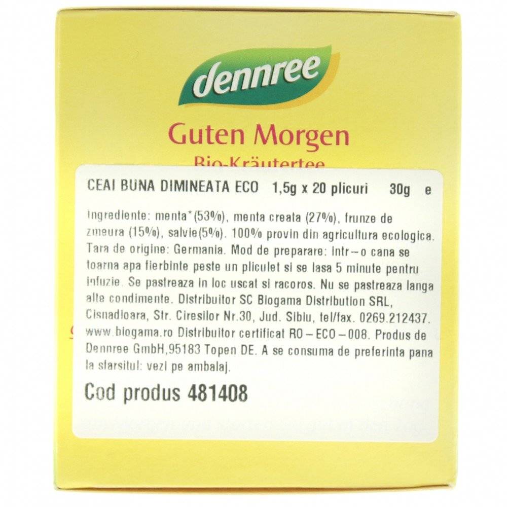 Ceai Buna dimineata x 20 plicuri bio Dennree, 30g