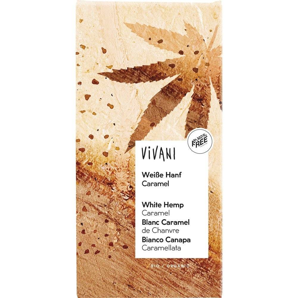 Ciocolata alba cu canepa si caramel bio Vivani, 80g