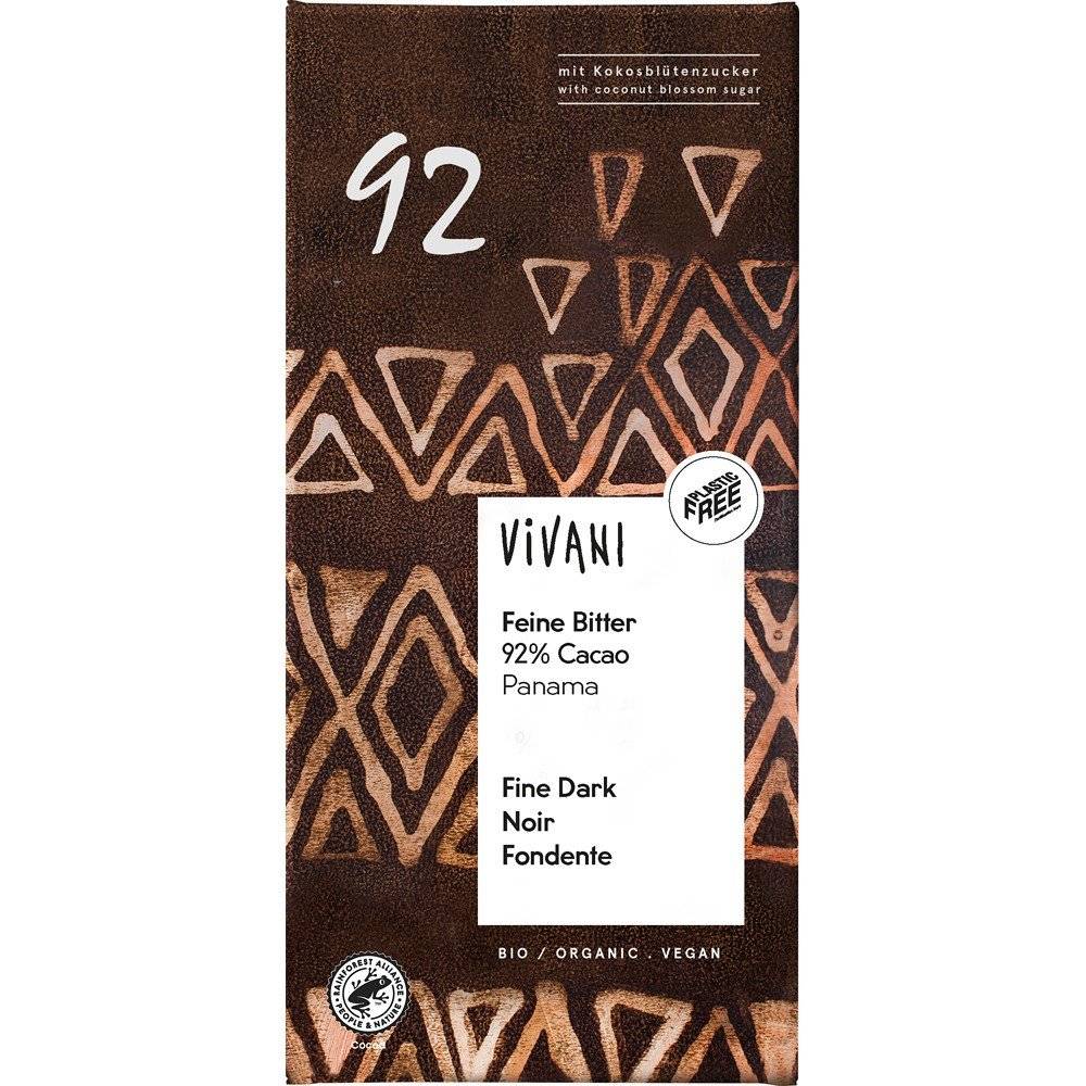 Ciocolata Amaruie 92% Cacao si Zahar de Cocos, Vegana, BIO, Vivani, 80g