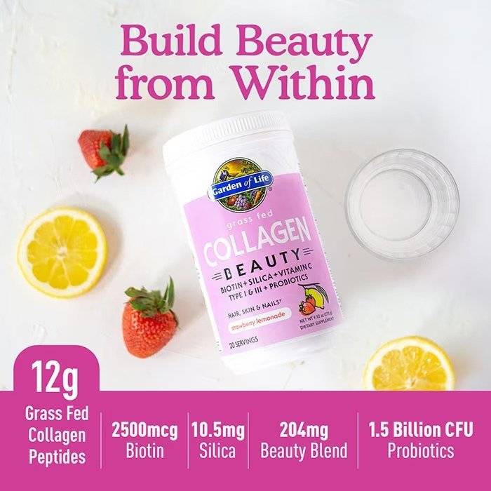 Colagen Frumusete pentru Par, Unghii si Piele, Grass Fed Collagen Beauty, 270 gr, Garden of Life