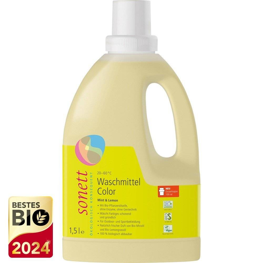 Detergent lichid pentru rufe colorate cu menta si lamaie Sonett, 1.5L