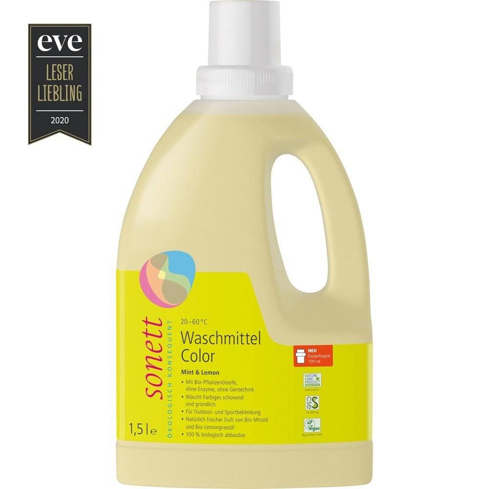 Detergent lichid pentru rufe colorate cu menta si lamaie Sonett, 1.5L