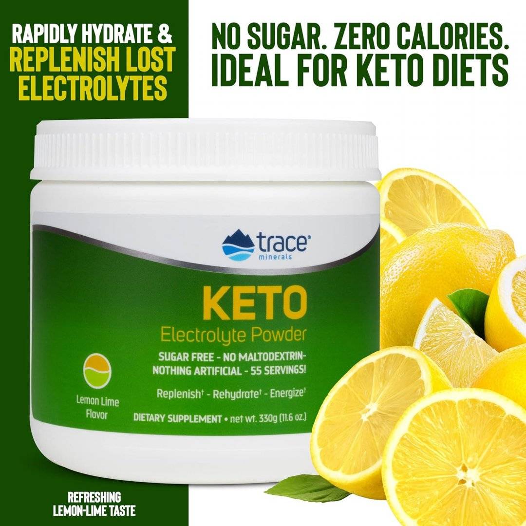 Electroliti Pudra, Keto Electrolyte Powder Lemon Lime 330 grams, Trace Minerals