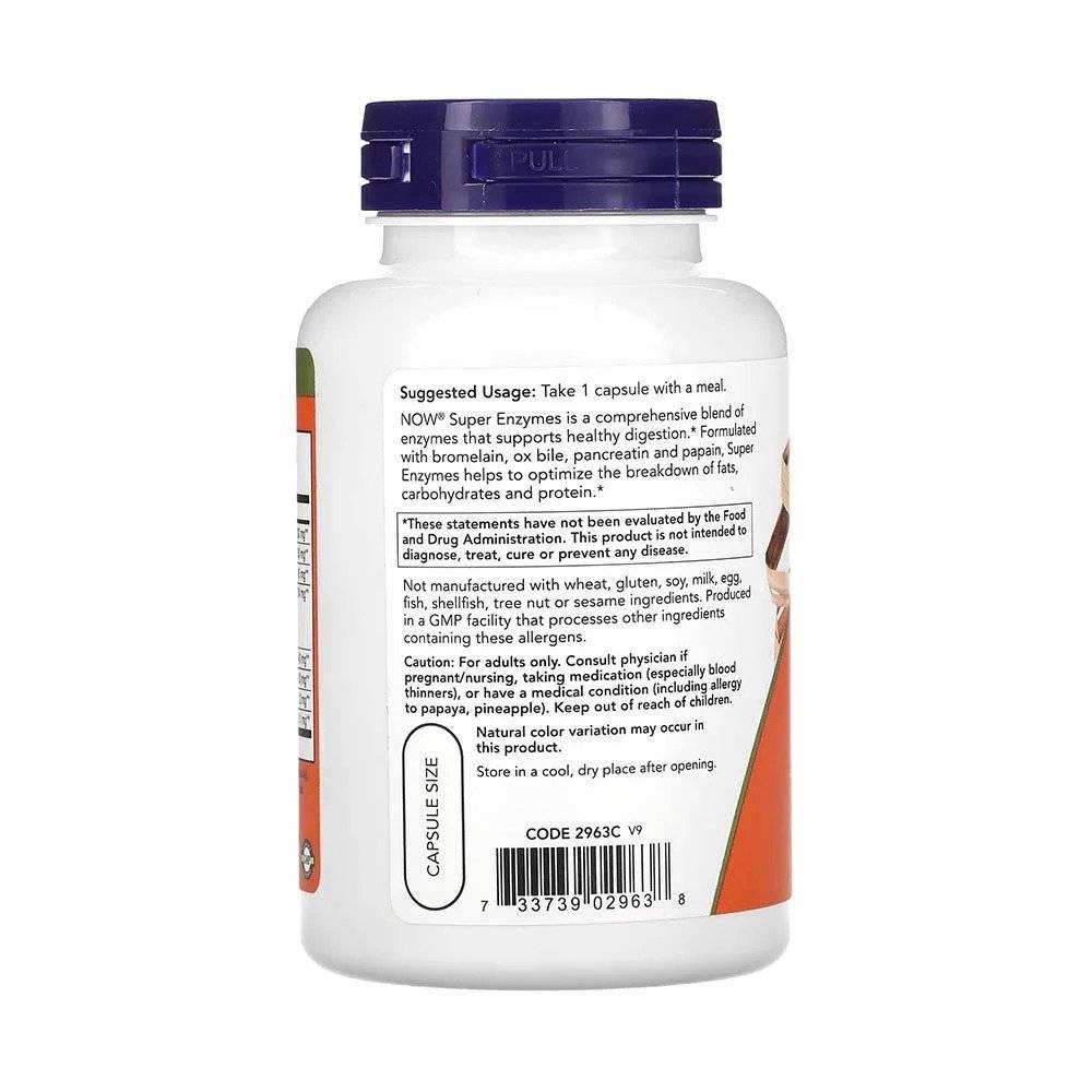 Enzime Digestive cu Spectru Larg Super Enzymes 90 capsule Now Foods