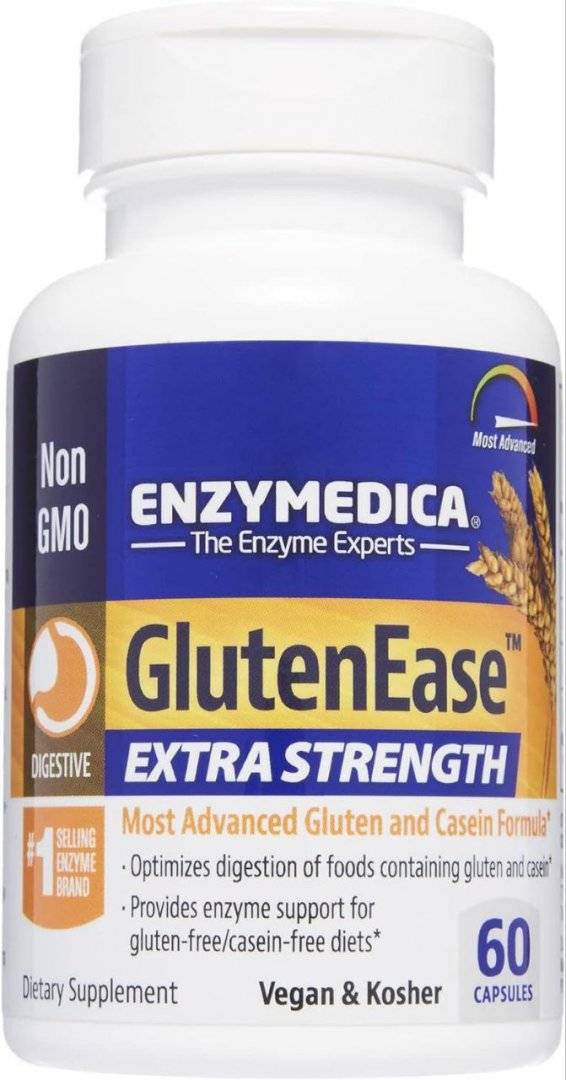 Enzime Digestive Gluten si Caseina, GlutenEase Extra Strength, 60 cps, Enzymedica