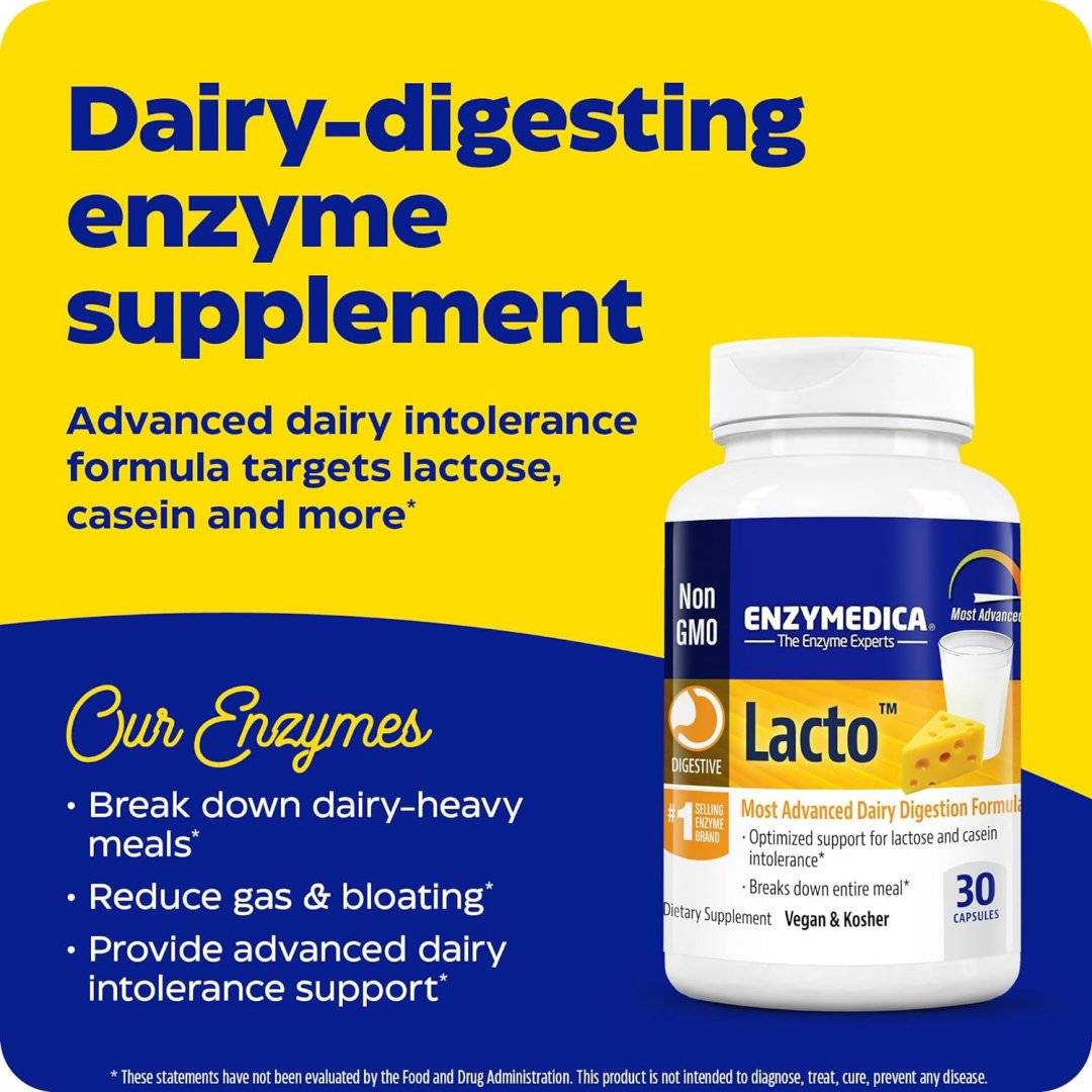 Enzime Digestive Lactoza si Caseina, Enzymedica Lacto 30 capsule, Enzymedica