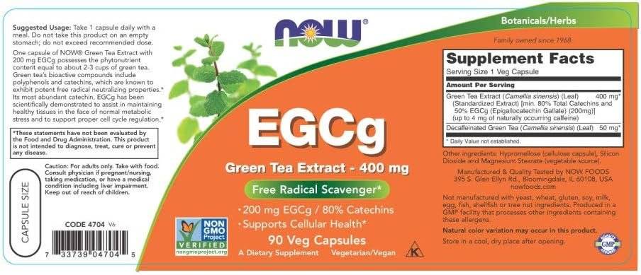 Extract Ceai Verde EGCg Green Tea 400mg 90 capsule Now Foods