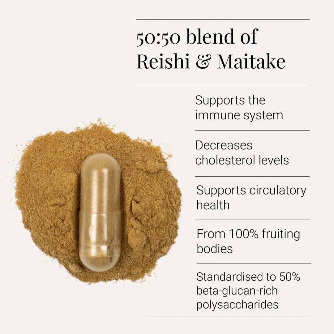 Extract Spectru Complet Ciuperci Organice Maitake si Reishi, 60 capsule, Kiki Health