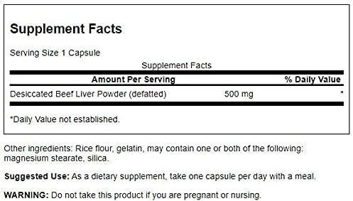 Ficat de Vita Argentiniana 500 mg 120 capsule Swanson