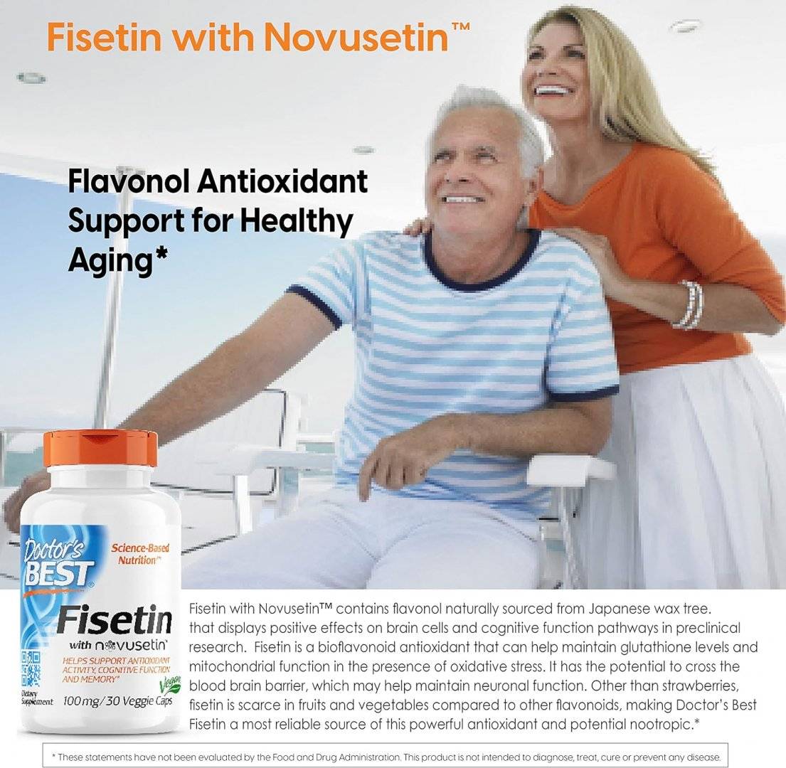 Fisetina cu Novusetin, NON GMO, Gluten Free, 100 mg, 60 capsule, Doctor's Best