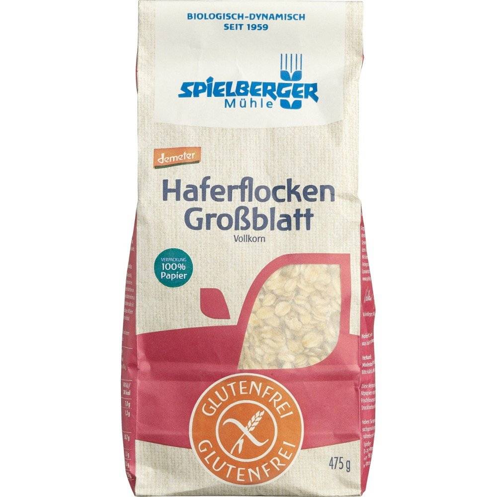 Fulgi mari de ovaz integrali fara gluten, Demeter bio Spielberger, 475g