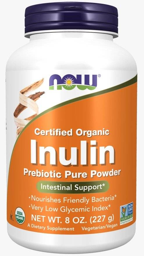 Inulina Pudra Certificata Organic, Fibra Prebiotica, 227 grame, Now Foods