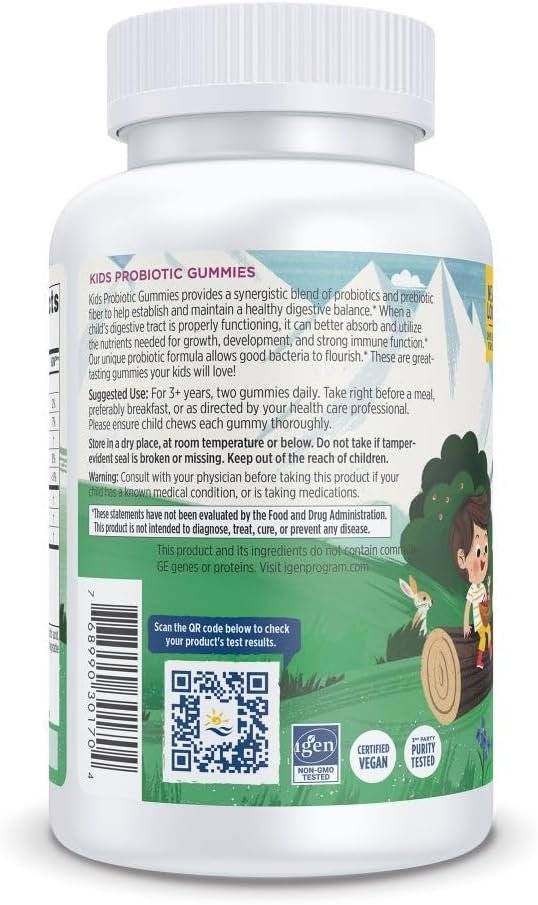 Jeleuri Probiotice pentru Copii 60 Jeleuri, 1,5 Miliarde CFU & Fibre Prebiotice, 30 Porții, Nordic Naturals