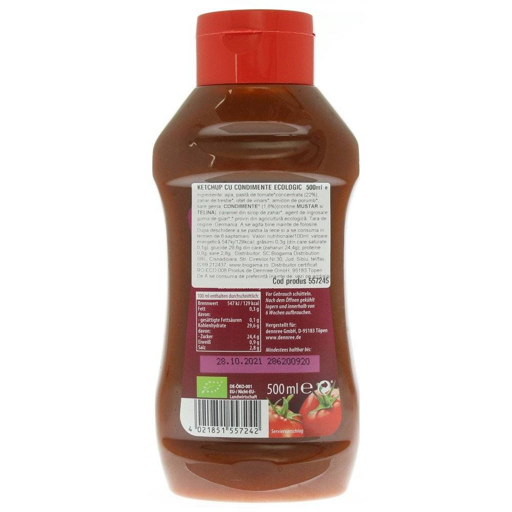 Ketchup cu condimente bio Dennree, 500ml