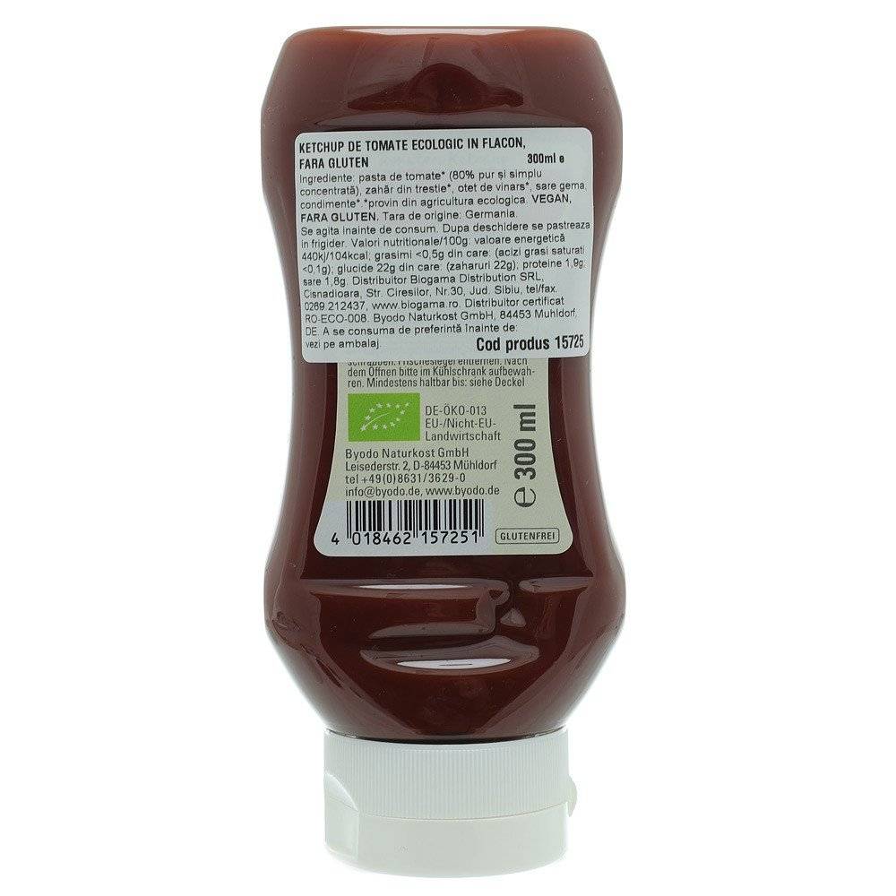 Ketchup de tomate in flacon, fara gluten bio Byodo, 300ml