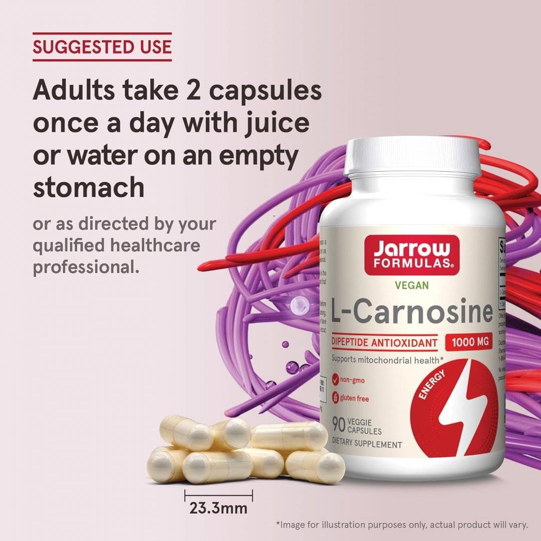 L-Carnosina, Protectie Glicatie, L-Carnosine, 90 capsule, Jarrow Formulas