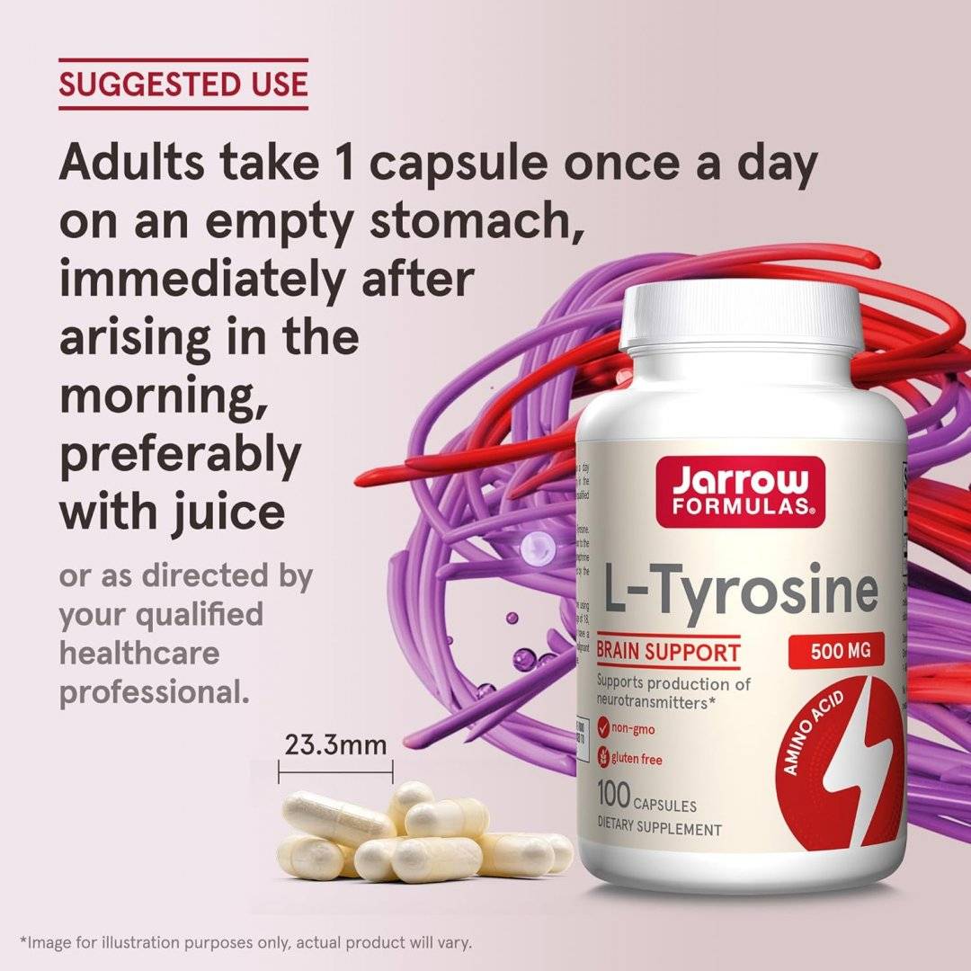 L-Tirozina, L-Tyrosine, 500 mg, 100 capsule, Jarrow Formulas