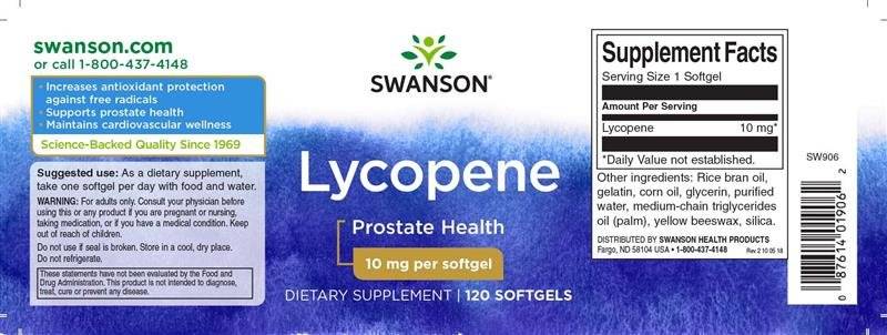 Licopen, Lycopene, 10 mg per capsula, 120 capsule, Swanson