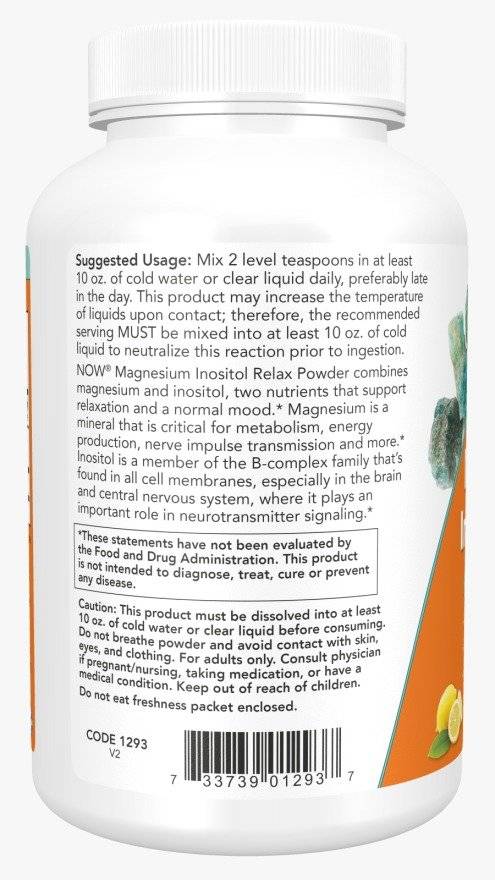 Magneziu Inositol, Relax Powder, 454 grame, Now Foods