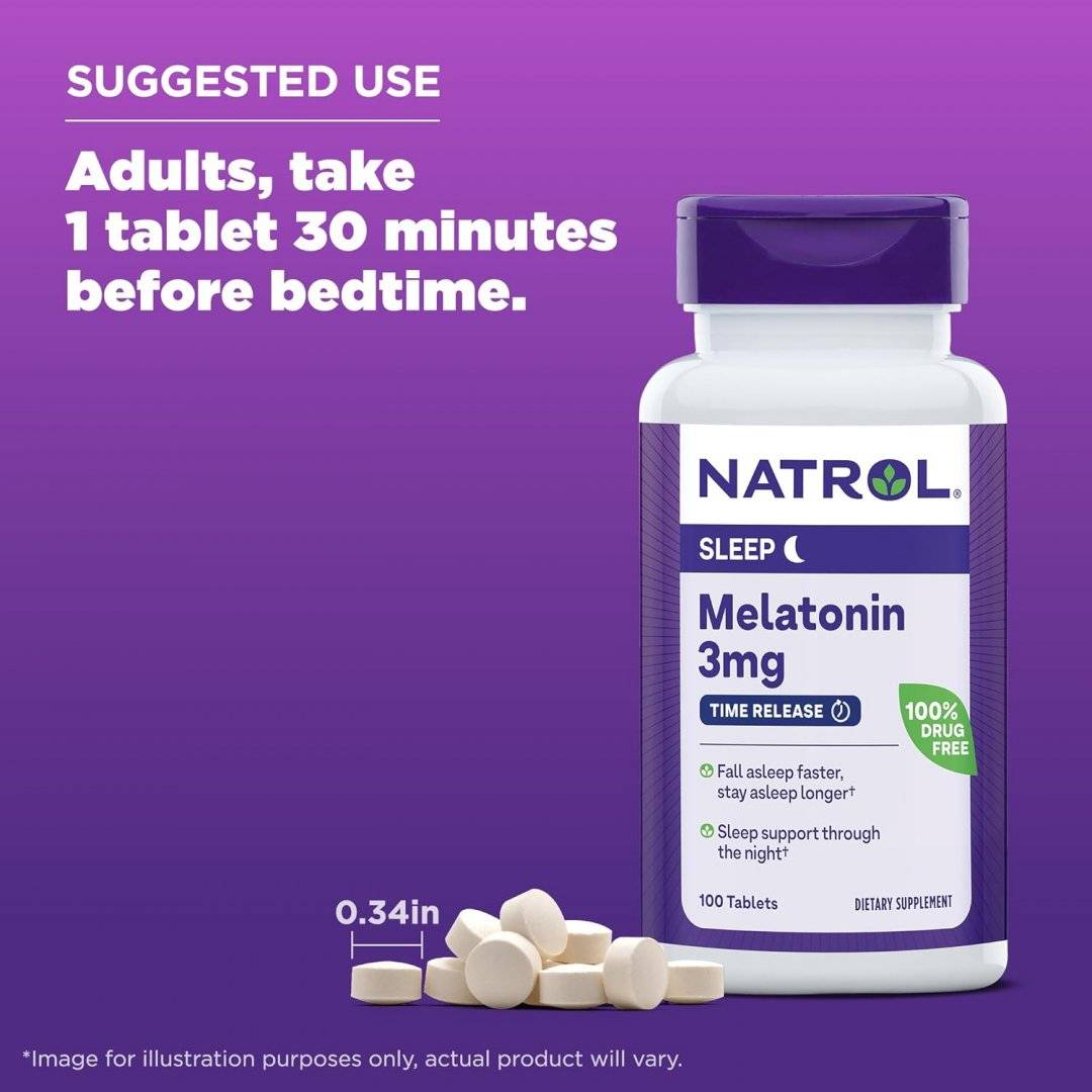 Melatonina cu  Eliberare Prelungita, 3 mg, 100 tablete, Natrol