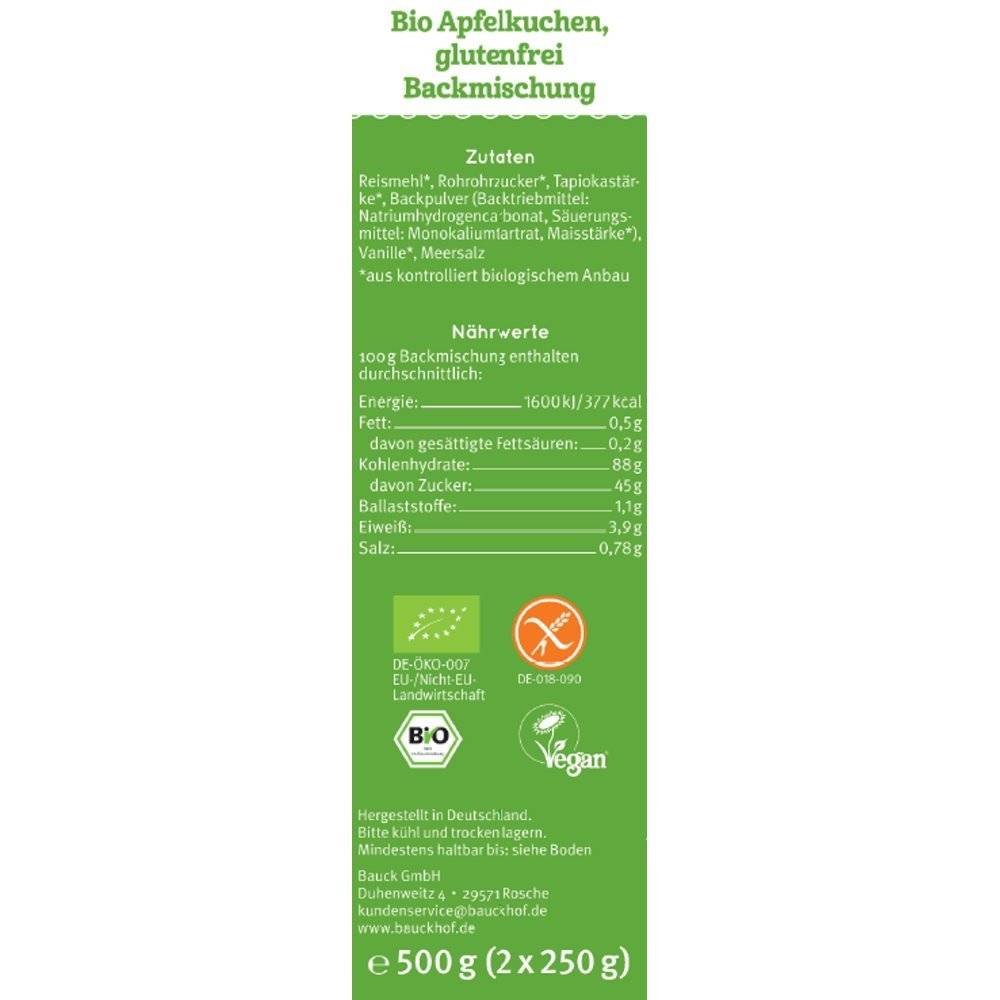 Mix de faina pentru placinta rapida cu mere, fara gluten bio BauckHof, 500g