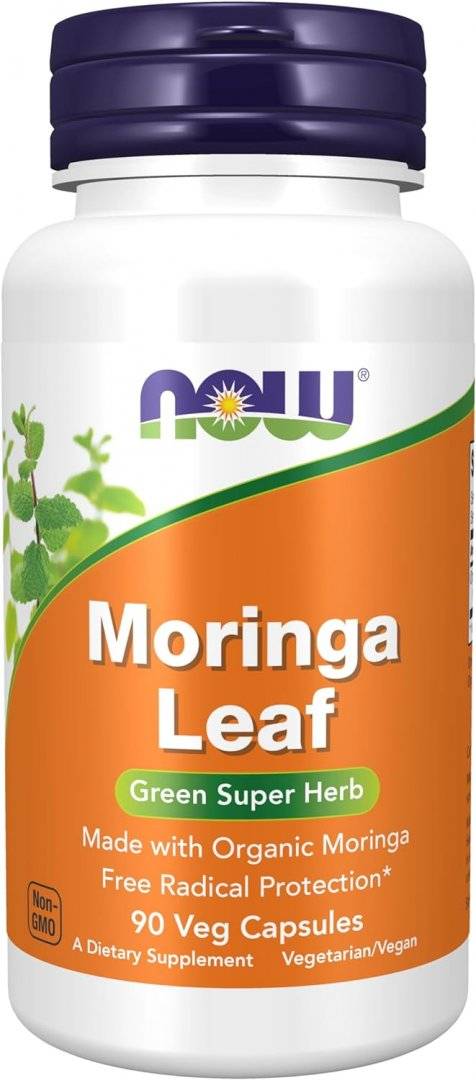 Moringa Leaf Organic, 800 mg portie, 90 capsule, Now Foods