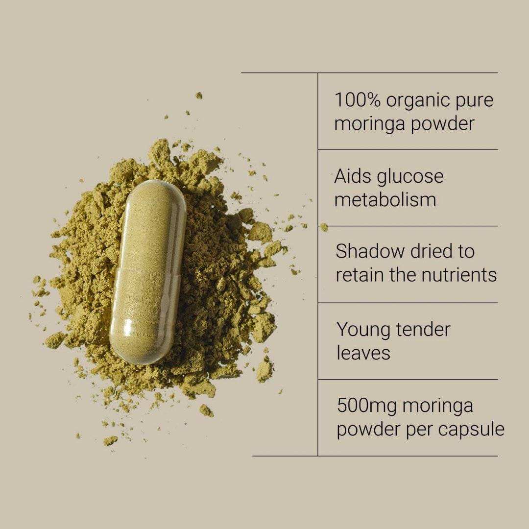 Moringa Pulbere Organica, 120 capsule, Kiki Health