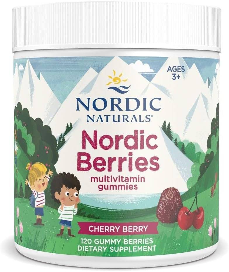 Multivitamine si Minerale pentru Copii, Nordic Berries Multivitamin, Cherry Berry, 120 jeleuri, Nordic Naturals