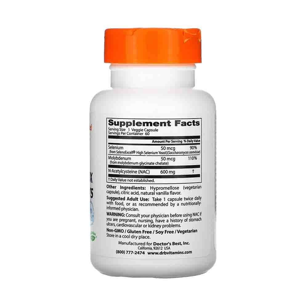 NAC N-acetil-L-cisteina 600 mg cu Selenium si Molybdenum, 60 caps, Doctor's Best