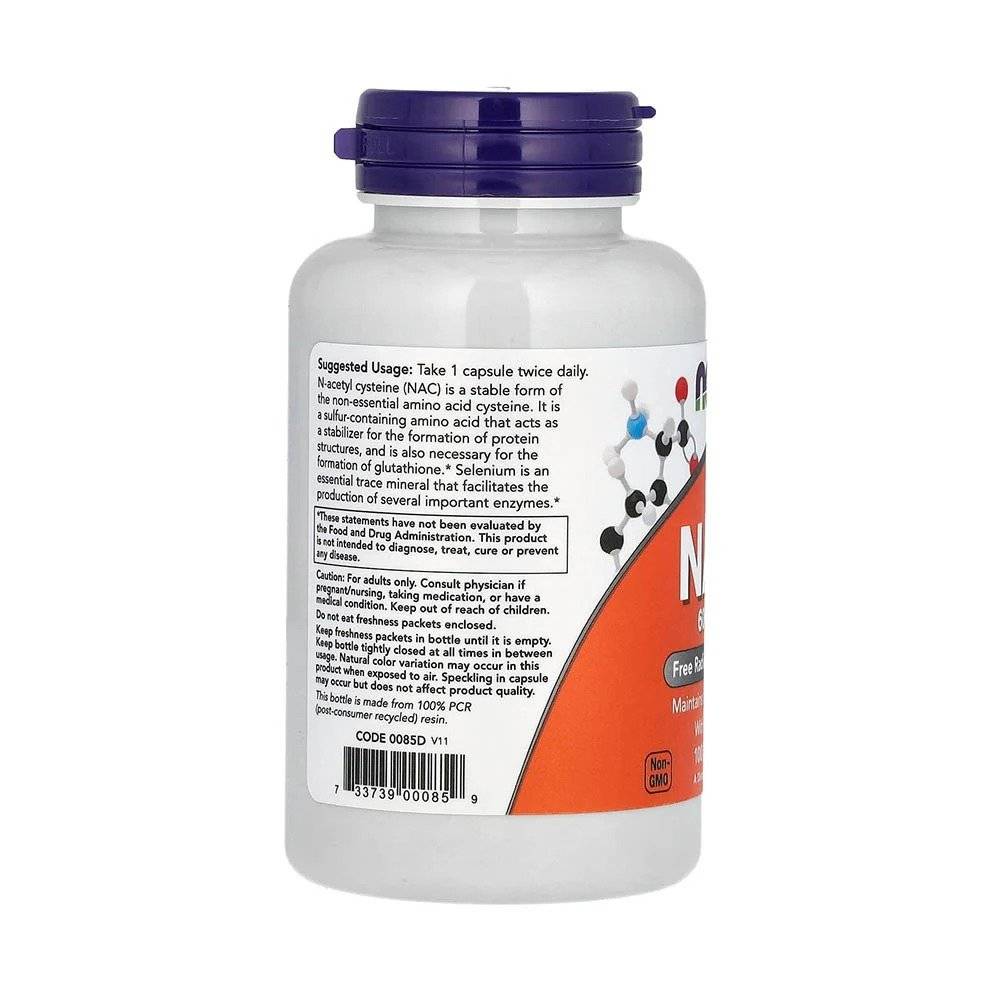 NAC N-Acetyl Cysteine 600 mg cu Seleniu, 100 capsule, Now Foods